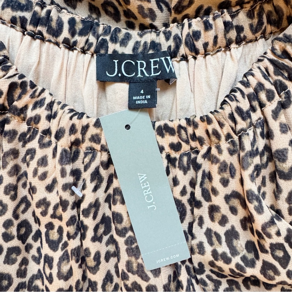J. CREW NWT Gathered Sheath Maxi Dress in Leopard Chiffon Size 4 - Picture 13 of 15